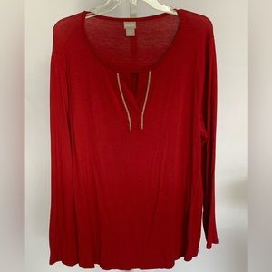 CHICO’S (Size 3) Long-sleeve Red Top